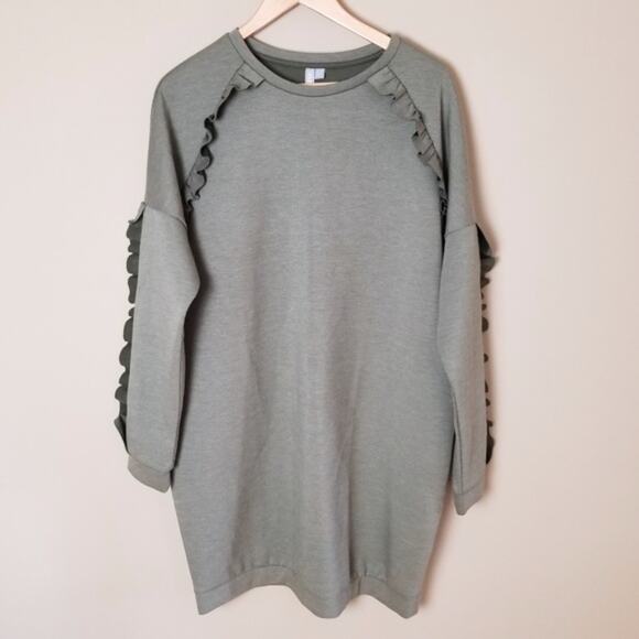 ASOS Army Green Ruffle Sweater or Tunic Dress - Picture 7 of 7